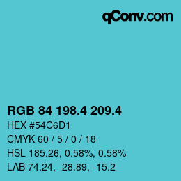 カラーコード: RGB 84 198.4 209.4 | qconv.com