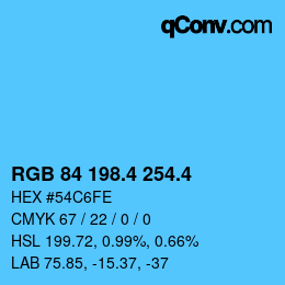 カラーコード: RGB 84 198.4 254.4 | qconv.com