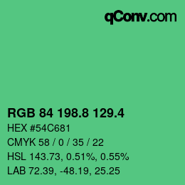 カラーコード: RGB 84 198.8 129.4 | qconv.com
