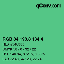 カラーコード: RGB 84 198.8 134.4 | qconv.com