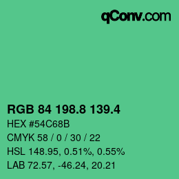 カラーコード: RGB 84 198.8 139.4 | qconv.com