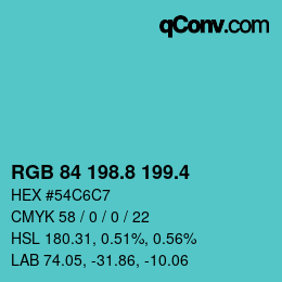 カラーコード: RGB 84 198.8 199.4 | qconv.com
