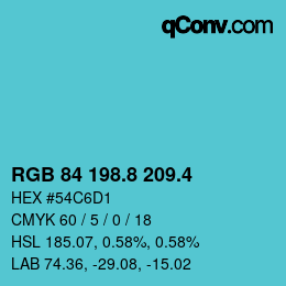 カラーコード: RGB 84 198.8 209.4 | qconv.com