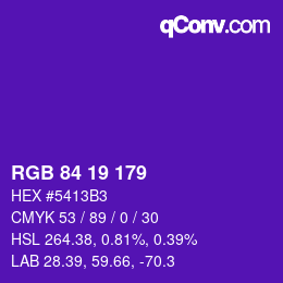 Color code: RGB 84 19 179 | qconv.com