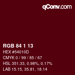 カラーコード: RGB 84 1 13 | qconv.com