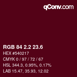 カラーコード: RGB 84 2.2 23.6 | qconv.com