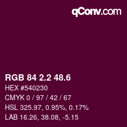 カラーコード: RGB 84 2.2 48.6 | qconv.com