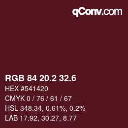 カラーコード: RGB 84 20.2 32.6 | qconv.com