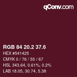 カラーコード: RGB 84 20.2 37.6 | qconv.com