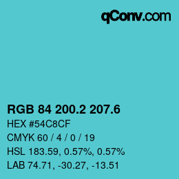 カラーコード: RGB 84 200.2 207.6 | qconv.com