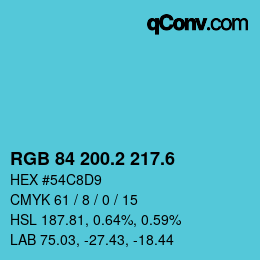 カラーコード: RGB 84 200.2 217.6 | qconv.com