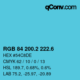 カラーコード: RGB 84 200.2 222.6 | qconv.com