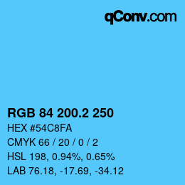 カラーコード: RGB 84 200.2 250 | qconv.com
