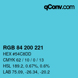 Color code: RGB 84 200 221 | qconv.com