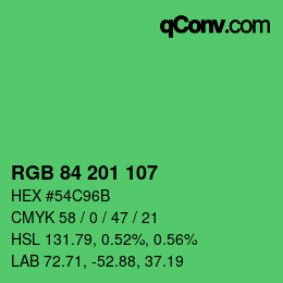 Color code: RGB 84 201 107 | qconv.com