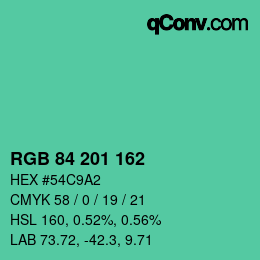 Color code: RGB 84 201 162 | qconv.com