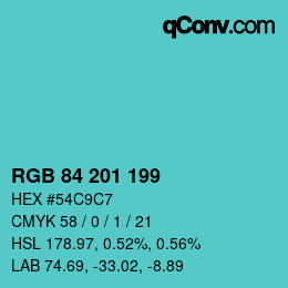 Color code: RGB 84 201 199 | qconv.com