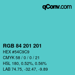 Color code: RGB 84 201 201 | qconv.com