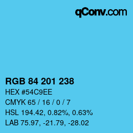 Color code: RGB 84 201 238 | qconv.com