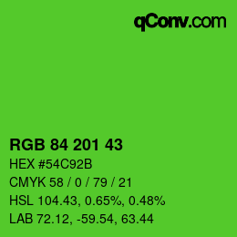 Color code: RGB 84 201 43 | qconv.com