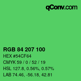 Farbcode: RGB 84 207 100 | qconv.com