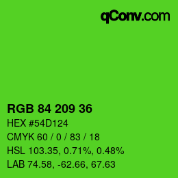Farbcode: RGB 84 209 36 | qconv.com