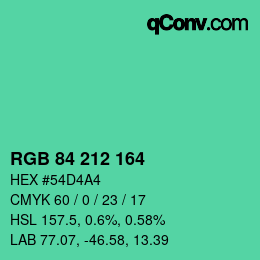 Color code: RGB 84 212 164 | qconv.com