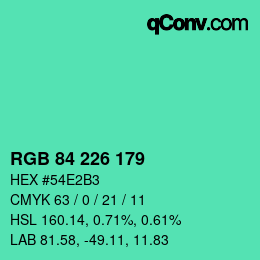 Color code: RGB 84 226 179 | qconv.com
