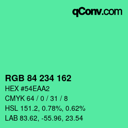 Color code: RGB 84 234 162 | qconv.com