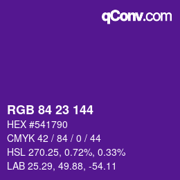 Color code: RGB 84 23 144 | qconv.com