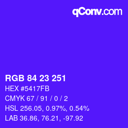 Color code: RGB 84 23 251 | qconv.com