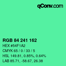 カラーコード: RGB 84 241 162 | qconv.com