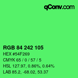 カラーコード: RGB 84 242 105 | qconv.com