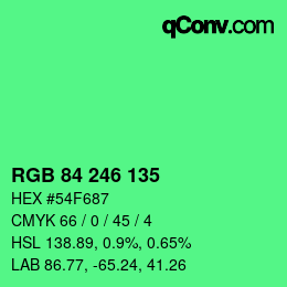 カラーコード: RGB 84 246 135 | qconv.com
