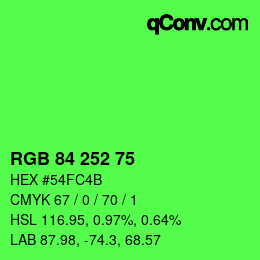 Farbcode: RGB 84 252 75 | qconv.com