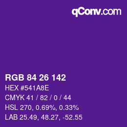 Color code: RGB 84 26 142 | qconv.com