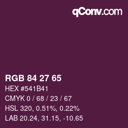 カラーコード: RGB 84 27 65 | qconv.com