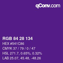 Color code: RGB 84 28 134 | qconv.com