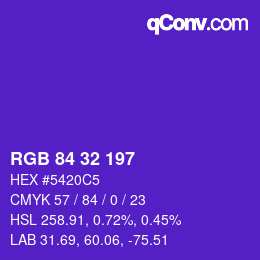 Color code: RGB 84 32 197 | qconv.com