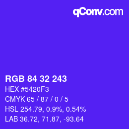 Color code: RGB 84 32 243 | qconv.com