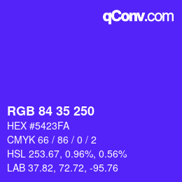 Color code: RGB 84 35 250 | qconv.com