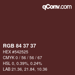 カラーコード: RGB 84 37 37 | qconv.com