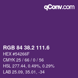 カラーコード: RGB 84 38.2 111.6 | qconv.com