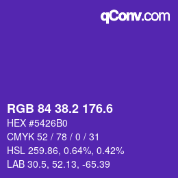 カラーコード: RGB 84 38.2 176.6 | qconv.com