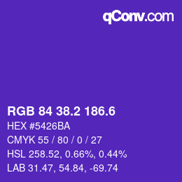 カラーコード: RGB 84 38.2 186.6 | qconv.com