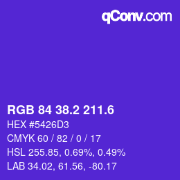 カラーコード: RGB 84 38.2 211.6 | qconv.com