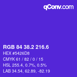 カラーコード: RGB 84 38.2 216.6 | qconv.com