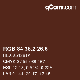カラーコード: RGB 84 38.2 26.6 | qconv.com