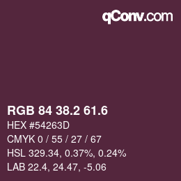 カラーコード: RGB 84 38.2 61.6 | qconv.com