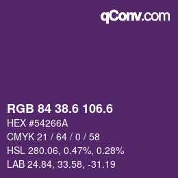カラーコード: RGB 84 38.6 106.6 | qconv.com